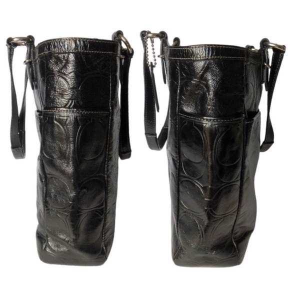 Coach Gallery Black Signature Embossed Patent Leather North/South Tote F19818 - Picture 9 of 16